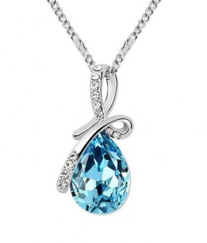 Silver-Plated-Teardrop-Crystal-Necklace